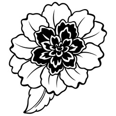 black and white dahlia flower, Eps file. 