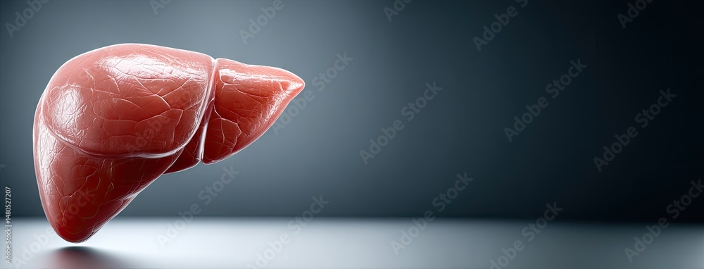 Fototapete detailed 3d rendering of a human liver affected by hepatocellular carcinoma with visible coral green
