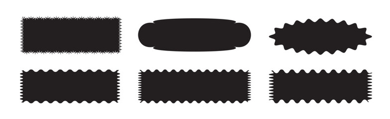  Black Banner & Label Shapes Collection  Serrated & Smooth Edge Designs