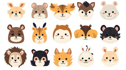 Professional Animal Faces Illustration Collection for Various Uses