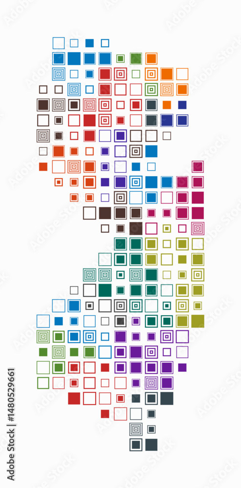 Poster new jersey, shape of the state build of colored cells. digital style map of the new jersey on white 