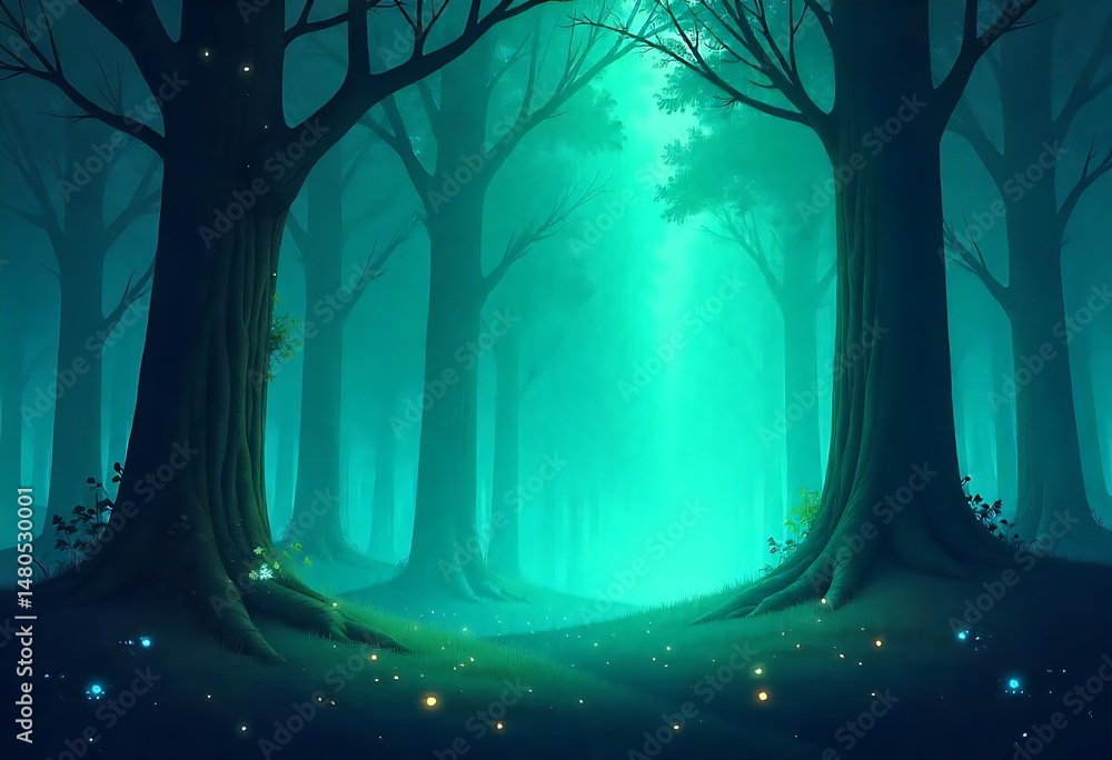 Aufkleber generative ai the enchanted forest deep in the woods with a mystical glow