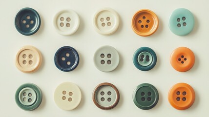 Colorful Assorted Buttons Minimalist Flatlay Composition