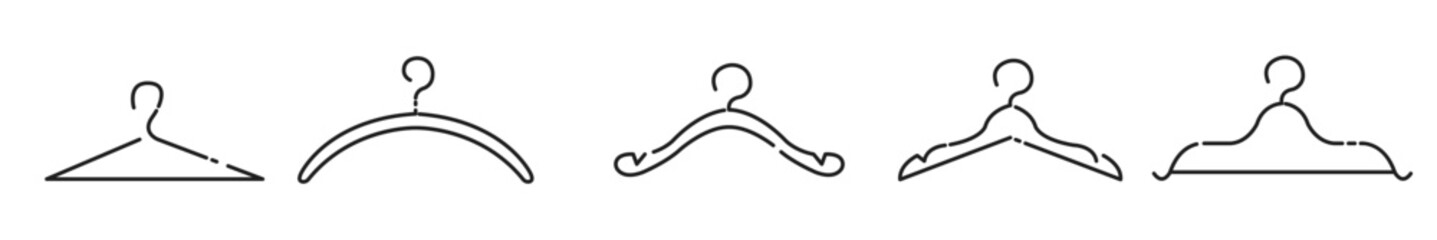 Clothes hanger icon set. Hanger icons. Hanger silhouette. Vector illustration