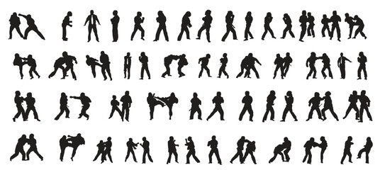 Set of Black Silhouettes of Kudo Fighters