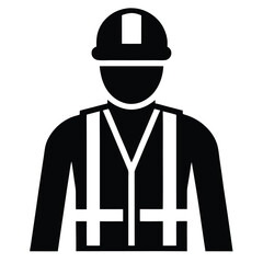 Factory worker element isolated high-visibility vest on white background