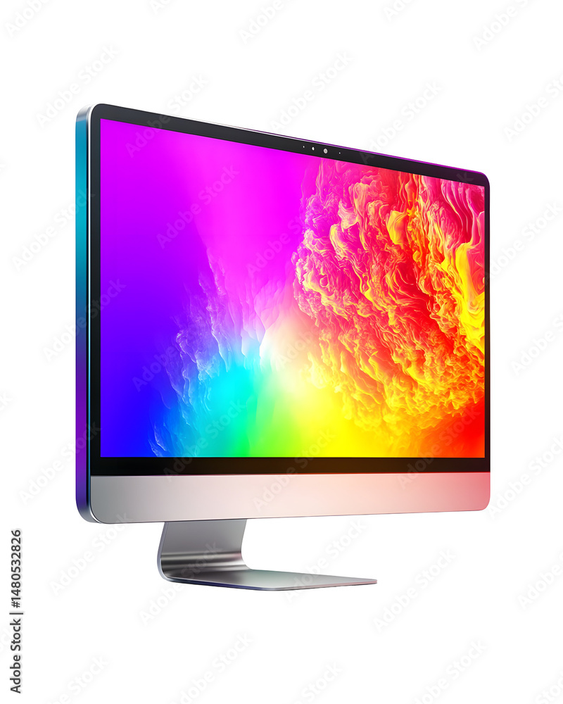 Fototapete isolate transparent vibrant computer monitor with colorful display. png die-cut on transparent backg