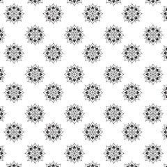 Seamless silhouette Floral Pattern | Featuring Black and White Stylized Decorative Motifs | Geometric Floral Pattern | Minimalist Black Line Flower Background