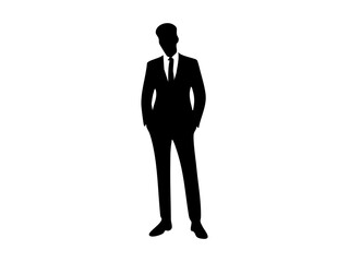 Silhouette of a Confident Businessman in Stylish Suit