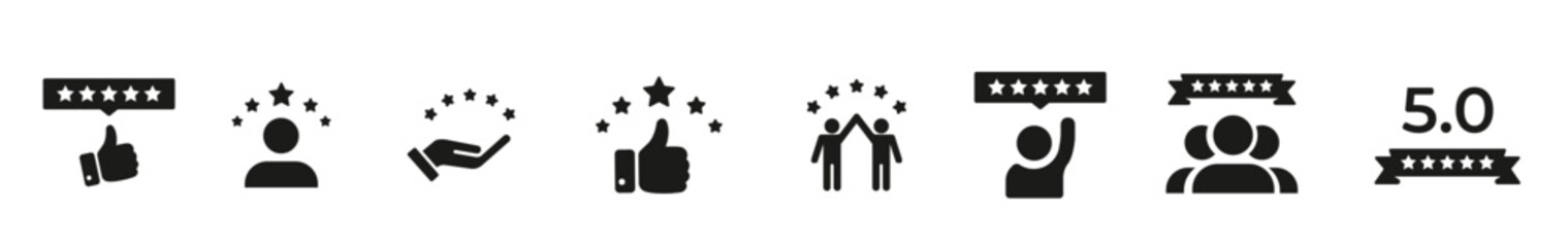 5 star rate. Feedback from the client. Five stars customer product rating. Vector illustration