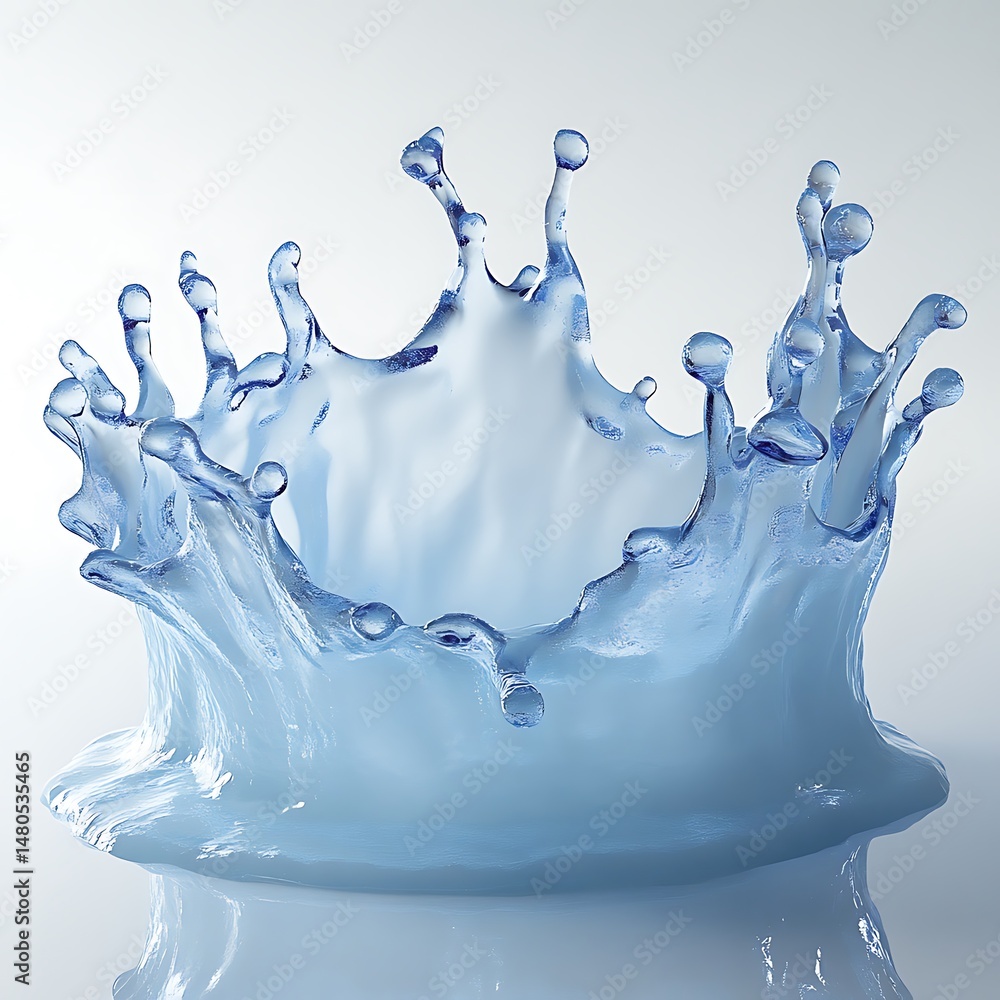 Poster captivating liquid crown: exquisite splashing water art, dynamic fluid motion, creating a stunning v