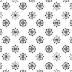 Seamless silhouette Floral Pattern | Featuring Black and White Stylized Decorative Motifs | Geometric Floral Pattern | Minimalist Black Line Flower Background