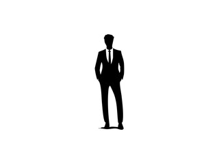 Silhouette of a Confident Businessman in Stylish Suit