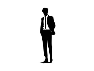 Silhouette of a Confident Businessman in Stylish Suit