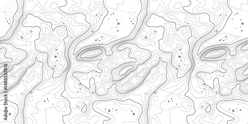 Poster seamless topography pattern of map lines texture. contour abstract topographic mountain vector. topo