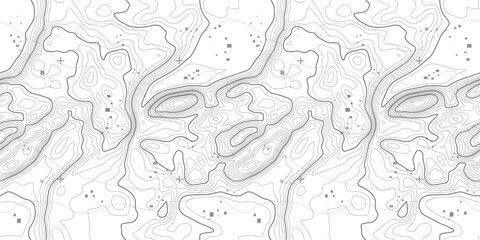 Seamless topography pattern of map lines texture. Contour abstract topographic mountain vector. Topology terrain geographic wood grid with latitude and wavy outlines.