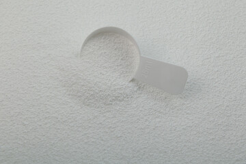 Sodium percarbonate powder SPC or sodium carbonate peroxide. Chemical substance used in...