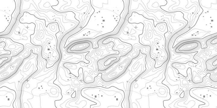 Seamless topography pattern of map lines texture. Contour abstract topographic mountain vector. Topology terrain geographic wood grid with latitude and wavy outlines.