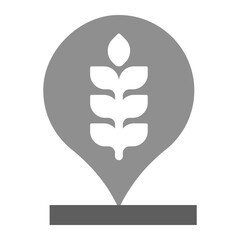 Locally Grown Icon. Map pin with crop symbol representing local farming, sustainable agriculture, and organic produce sourcing.