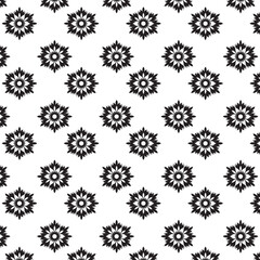 Seamless silhouette Floral Pattern | Featuring Black and White Stylized Decorative Motifs | Geometric Floral Pattern | Minimalist Black Line Flower Background