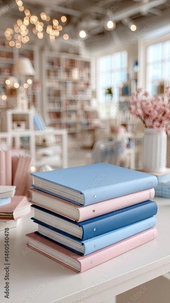 Aufkleber stack of colorful books on a table inviting creativity and inspiration for reading and writing in a 