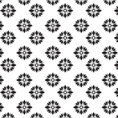 Seamless silhouette Floral Pattern | Featuring Black and White Stylized Decorative Motifs | Geometric Floral Pattern | Minimalist Black Line Flower Background