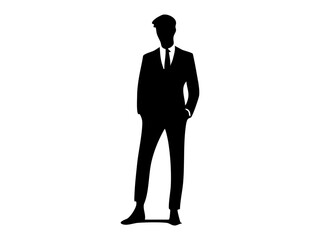 Silhouette of a Confident Businessman in Stylish Suit