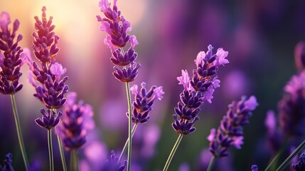 Fototapeta premium Lavender Flowers in Bloom with Sunlight