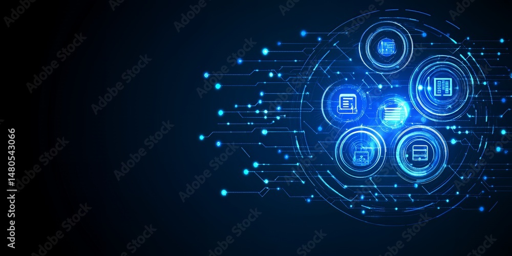 Poster abstract digital technology network data processing system cybersecurity information technology conc