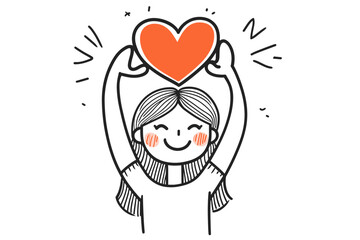 Happy child celebrating love in a playful style