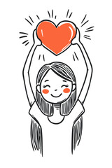 Obraz premium Happy child celebrating love in a playful style