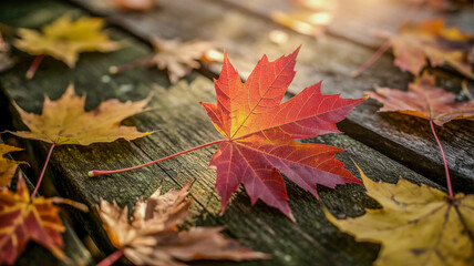 Simple autumn background with coloured diminish leaves 