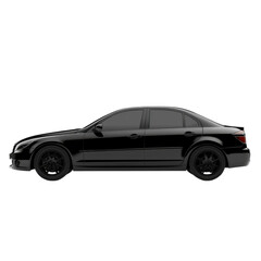 Fototapeta premium Sleek Black Sedan Studio Shot Isolated on Black Background High Res 3D on transparent background