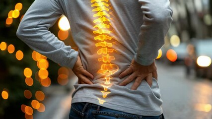 Spinal discomfort: lumbar tension, nerve signal, vertebra strain, posture misalignment, muscle cramp, dorsal ache, structural imbalance, tissue stress, neural sensation, skeletal burden.