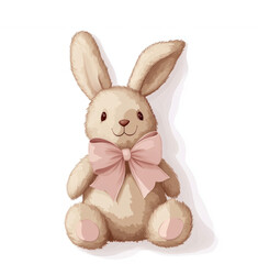 Obraz premium Cute Plush Bunny with a Pink Bow for Easter