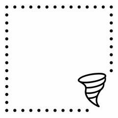 Fototapeta premium Minimalist frame with dotted border and tornado illustration 