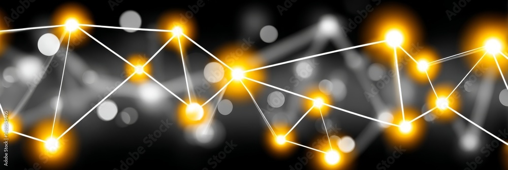 Poster glowing network filaments - abstract symbolizing connection, technology, innovation, communication, 
