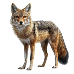 Fototapeta premium Majestic Coyote Portrait Wild Beauty on Black Background Striking Pose and on transparent background