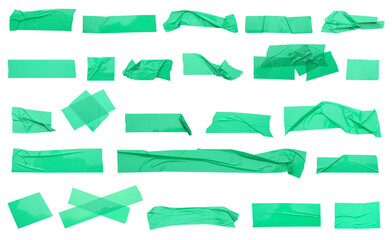 Adhesive tape pieces isolated on white, set