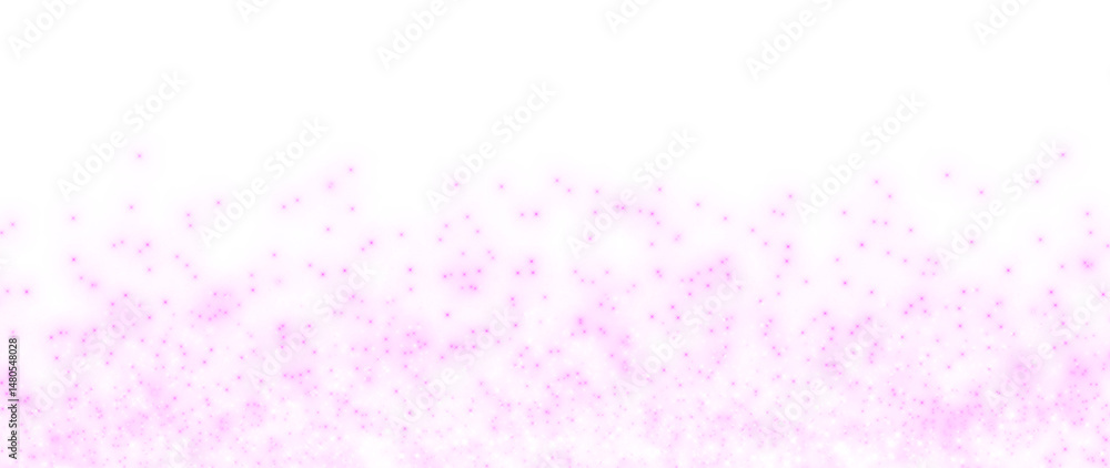 Poster vibrant pink glowing border with sparkle dust and soft translucent bokeh bubbles on transparent back