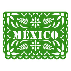 papel picado México fiesta patria verde