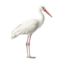 Obraz premium Elegant white stork illustration with detailed feathering on a clean backdrop