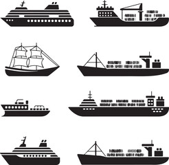 Obraz premium “Nautical Ship SVG Bundle | Sailing, Pirate & Cruise Ship Silhouettes for Coastal Designs”“Maritime Vector Pack | Vintage & Modern Ship Silhouettes for Logos, Posters & Crafts”“Ship Silhouette Cli