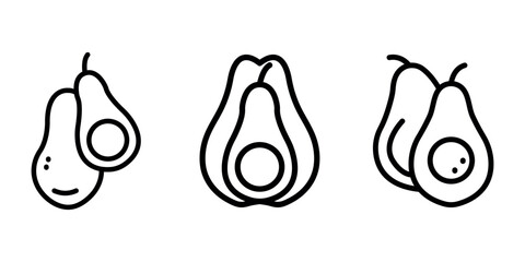 avocado outline or line icon design bundle.