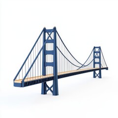 Fototapeta premium Low Poly 3D Render of a Dark Blue Suspension Bridge