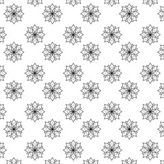 Seamless silhouette Floral Pattern | Featuring Black and White Stylized Decorative Motifs | Geometric Floral Pattern | Minimalist Black Line Flower Background