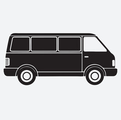 minibus or family car silhouette vector art illustration, vector illustration of a minibus
