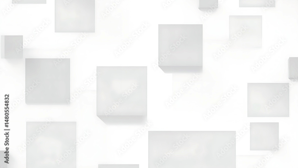 Poster abstract white background features a texture pattern with geometric triangles and glossy squares in 
