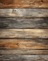 Fototapeta premium Rustic wooden planks background close up top view of aged wood texture for carpentry and construction