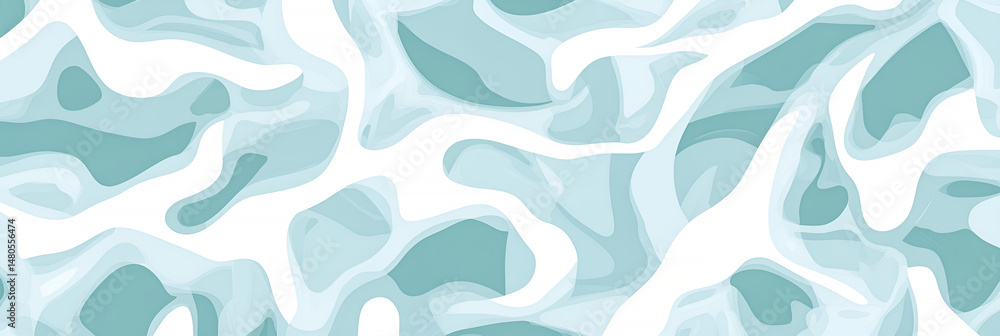 Poster abstract layered graphic design with flowing shapes and soft muted blue tones creating a seamless pa
